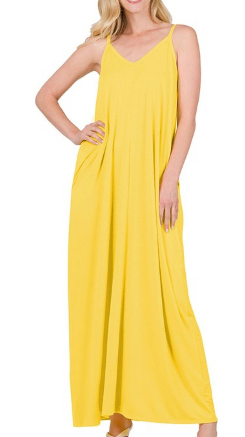 V-NECK CAMI MAXI DRESS -  Eklectic Stylez & Fashion